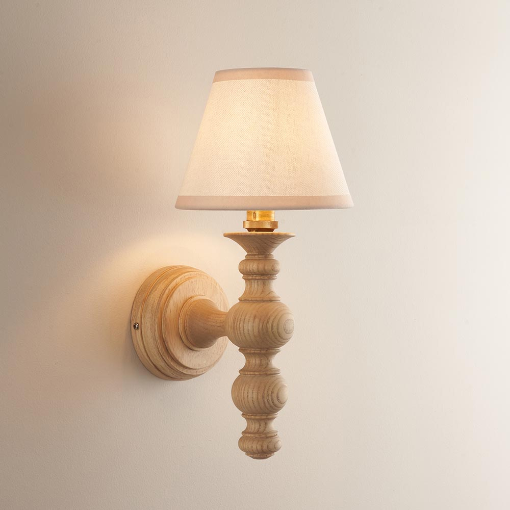 Read more about Lenoir vintage white 16cm shade wood wall light in natural ash