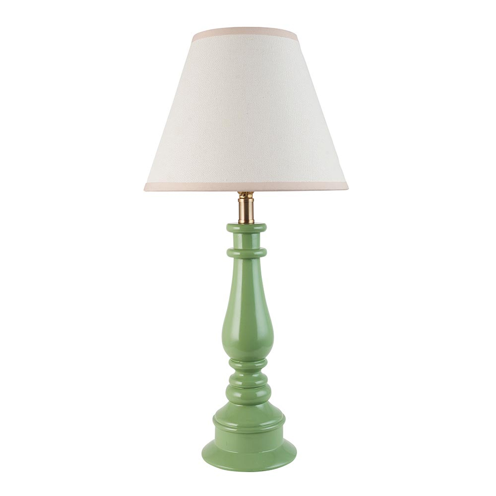Lenoir White 25cm Shade Resin Table Lamp In Cotswold Green