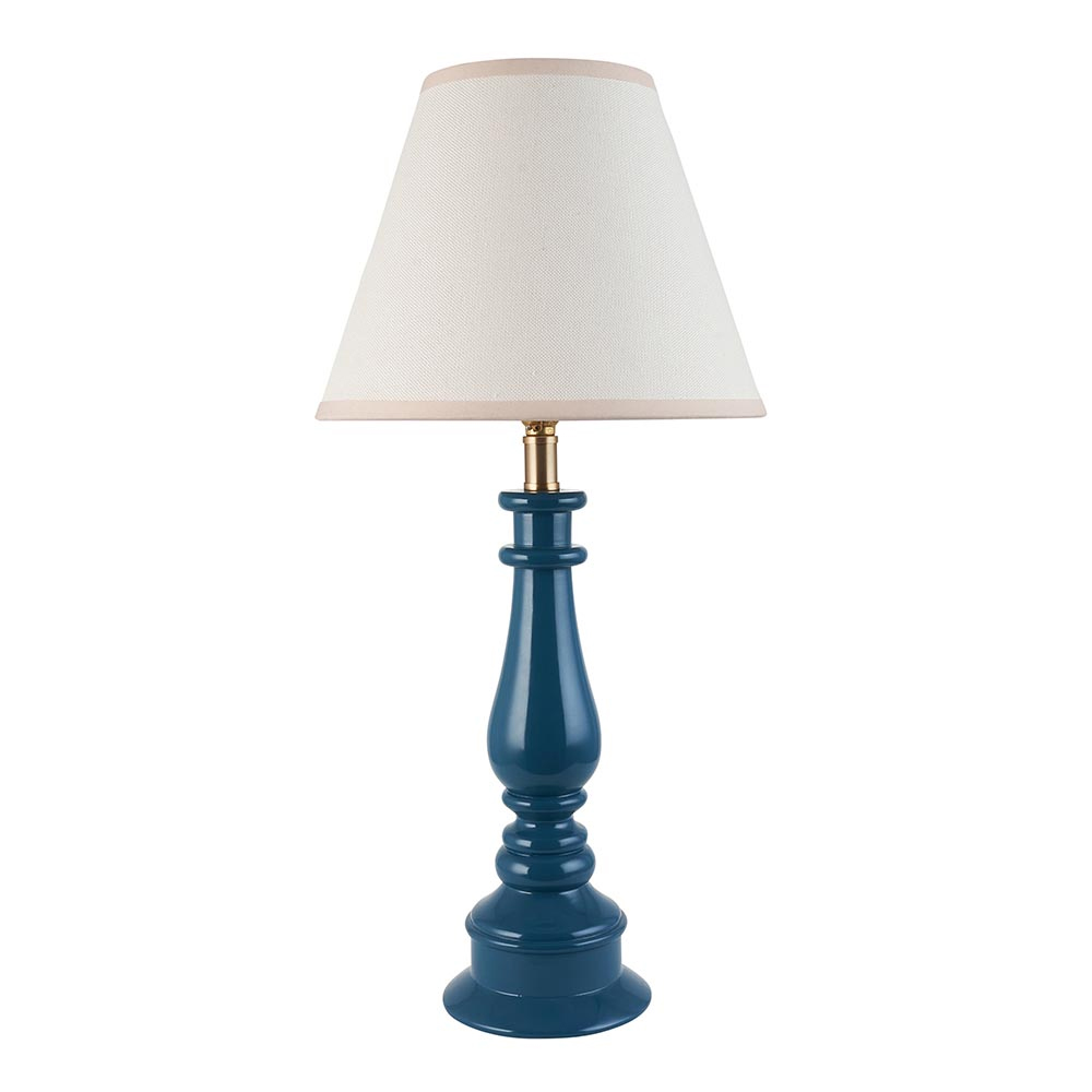 Lenoir White 25cm Shade Resin Table Lamp In Marlin Blue