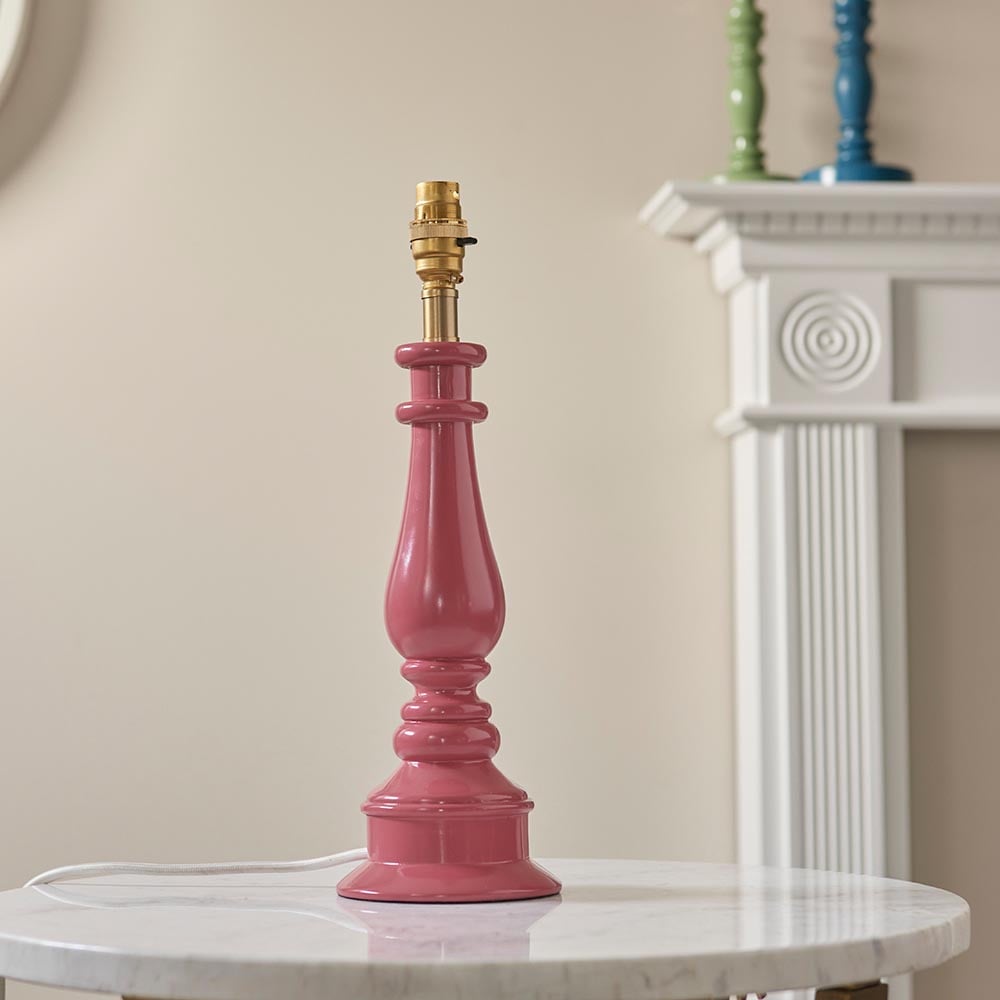 Lenoir White 25cm Shade Resin Table Lamp In Pink Clay