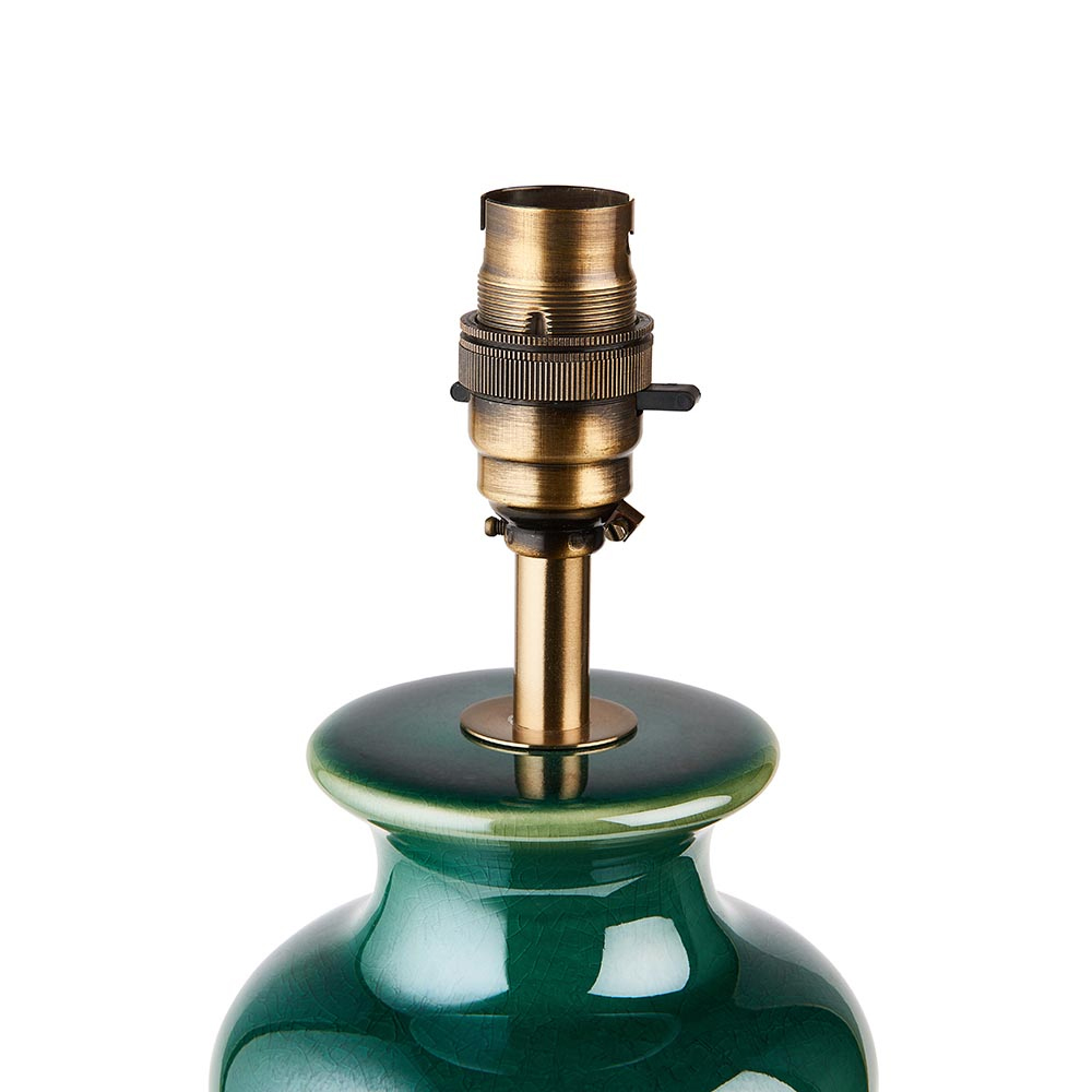 Lenoir White 30cm Shade Ceramic Table Lamp In Gloss Green