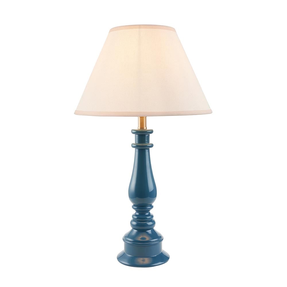 Read more about Lenoir white 30cm shade resin table lamp in marlin blue