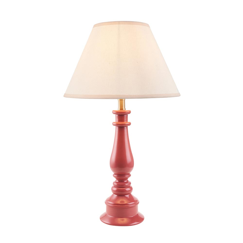 Read more about Lenoir white 30cm shade resin table lamp in pink clay