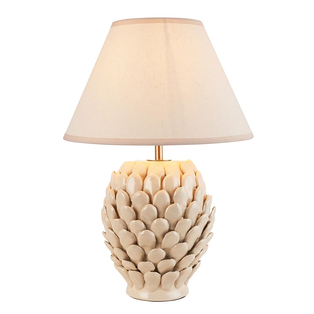 Lenoir White 30cm Shade Small Ceramic Table Lamp In Ivory
