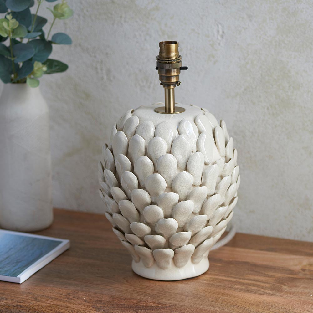 Lenoir White 30cm Shade Small Ceramic Table Lamp In Ivory