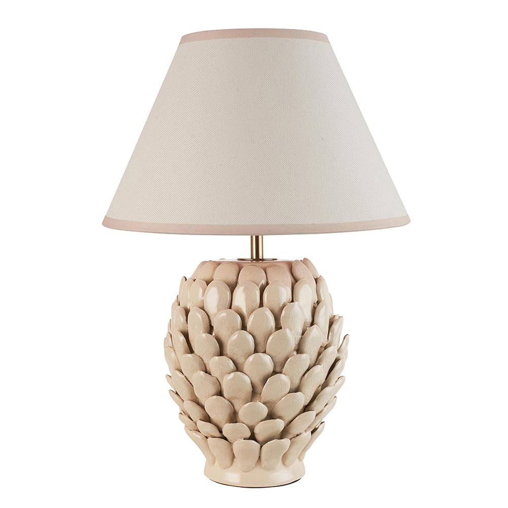 Lenoir White 30cm Shade Small Ceramic Table Lamp In Ivory