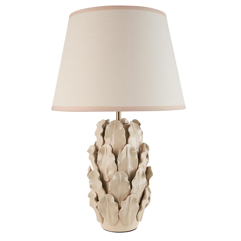 Lenoir White 35cm Shade Ceramic Table Lamp In Ivory