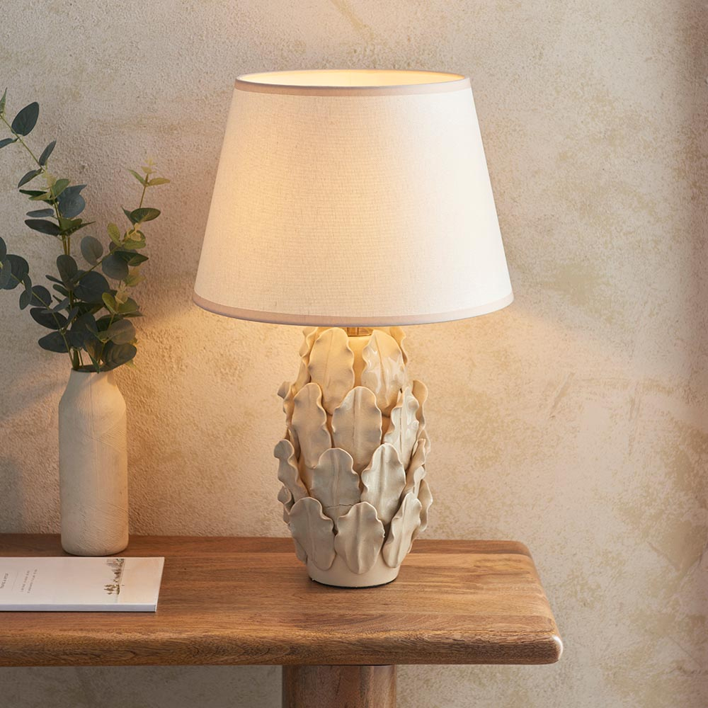 Read more about Lenoir white 35cm shade ceramic table lamp in ivory