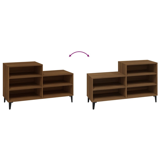 Lenoir Wooden Shoe Storage Rack With 5 Shelves In Brown Oak