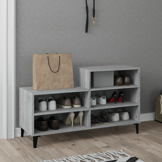 Lenoir Wooden Shoe Storage Rack With 5 Shelves In Grey Sonoma Oak