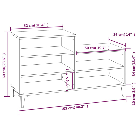 Lenoir Wooden Shoe Storage Rack With 5 Shelves In Grey Sonoma Oak