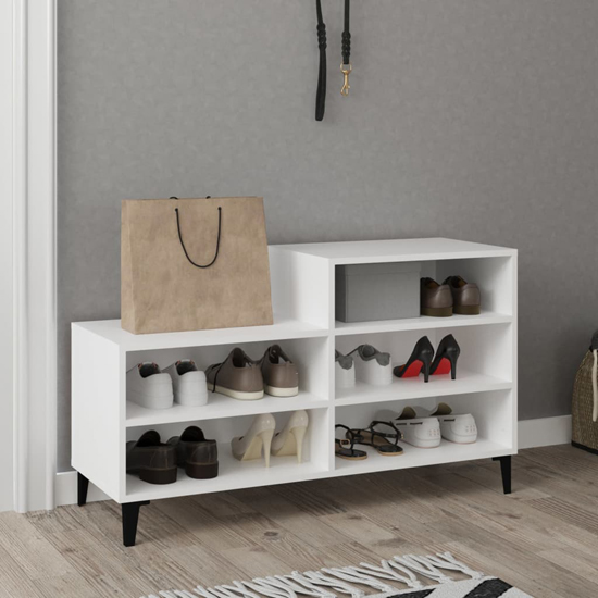 Lenoir Wooden Shoe Storage Rack With 5 Shelves In White
