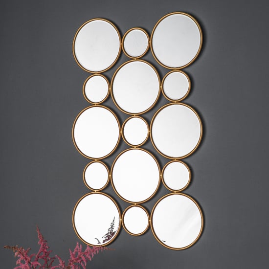 Read more about Lenox circles bevelled wall mirror in gold wooden frame