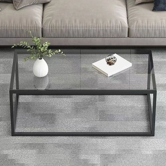 Lenox Clear Glass Top Coffee Table With Steel Frame Base Furniture in