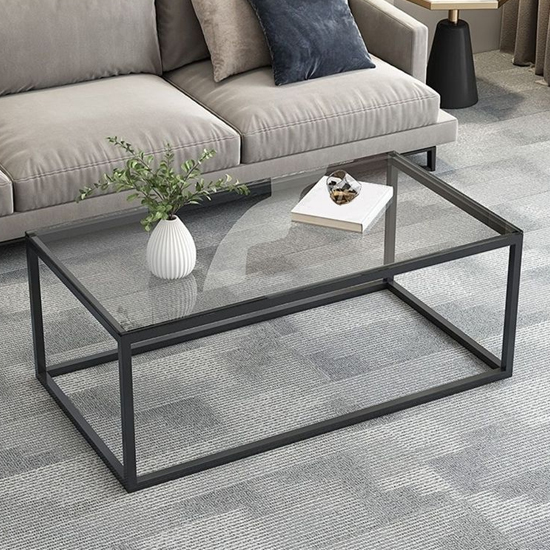 Lenox Clear Glass Top Coffee Table With Steel Frame Base Furniture in