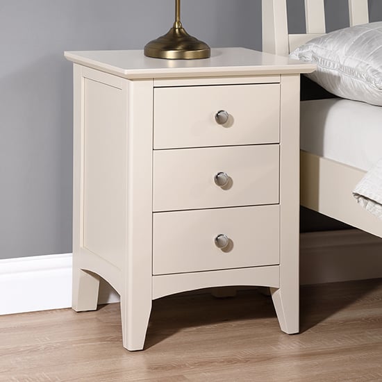 Product photograph of Lenox Wooden Bedside Cabinet Large With 3 Drawers In Ivory from Furniture in Fashion