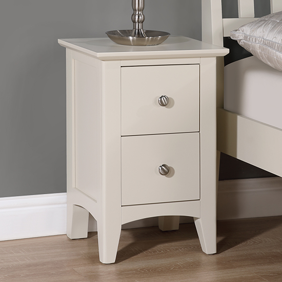 Lenox Wooden Bedside Cabinet Small With 2 Drawers In Ivory