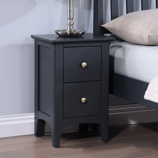 Product photograph of Lenox Wooden Bedside Cabinet Small With 2 Drawers In Off Black from Furniture in Fashion