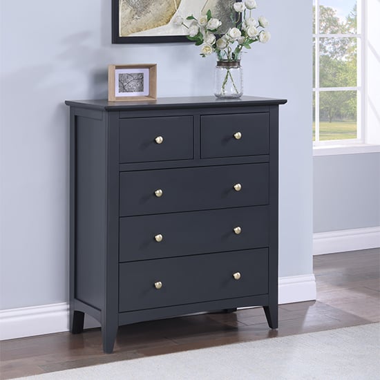 Lenox Wooden Chest Of 5 Drawers In Off Black