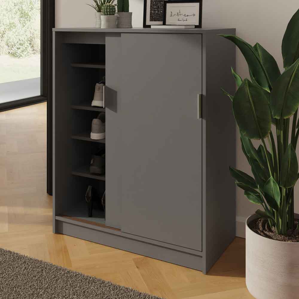 Lenox Wooden Shoe Storage Cabinet with 2 Doors in Grey