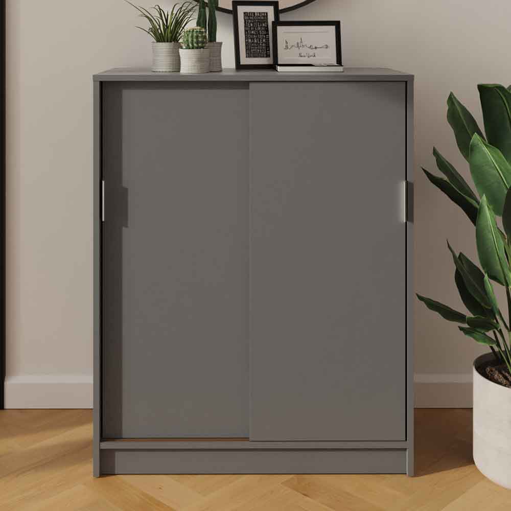 Lenox Wooden Shoe Storage Cabinet with 2 Doors in Grey