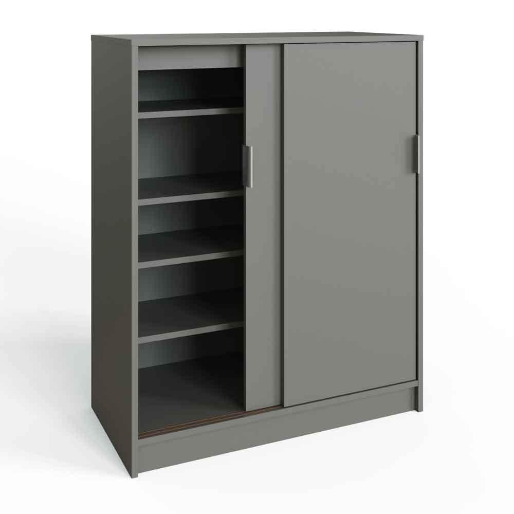 Lenox Wooden Shoe Storage Cabinet with 2 Doors in Grey