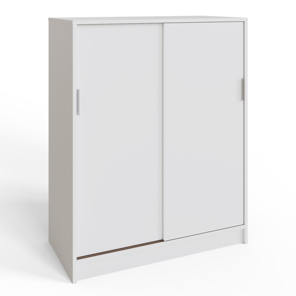 Lenox Wooden Shoe Storage Cabinet With 2 Sliding Doors In White