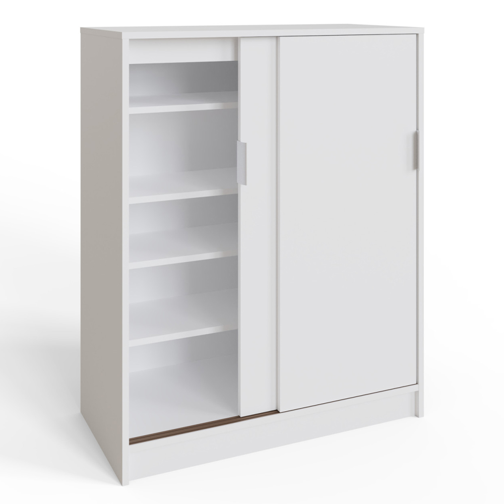 Lenox Wooden Shoe Storage Cabinet With 2 Sliding Doors In White
