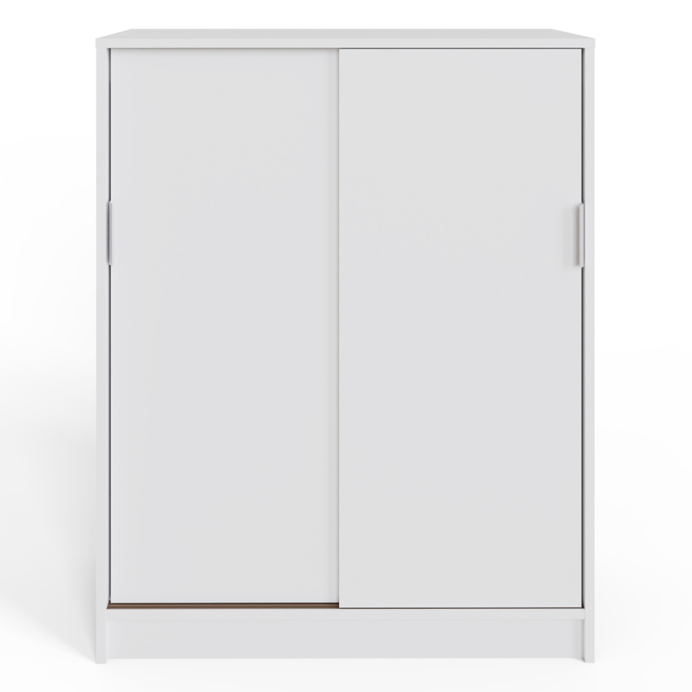 Lenox Wooden Shoe Storage Cabinet With 2 Sliding Doors In White