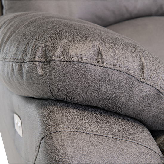 Leo Fabric Electric Recliner 3 Seater Sofa In Grey