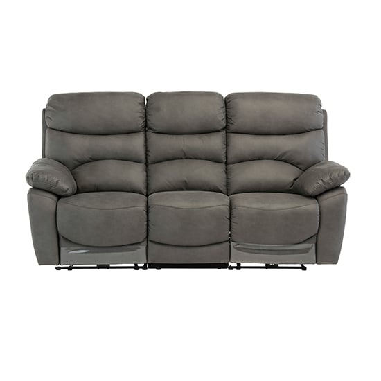 Leo Fabric Electric Recliner 3 Seater Sofa In Grey
