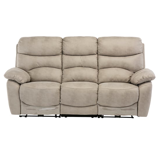 Product photograph of Leo Fabric Electric Recliner 3 Seater Sofa In Natural from Furniture in Fashion