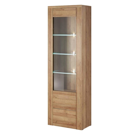 Product photograph of Leon Wooden Display Cabinet Tall With 1 Doors In Riviera Oak from Furniture in Fashion