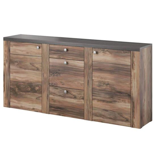 Leon Wooden Sideboard With 2 Doors 3 Drawers In Satin Oak