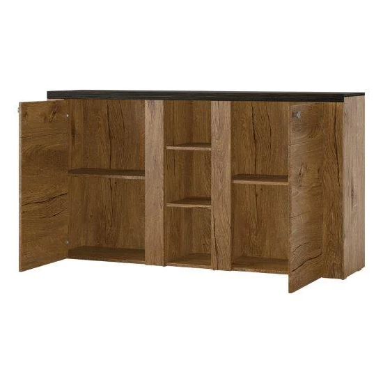 Leon Wooden Sideboard With 2 Doors In Satin Oak