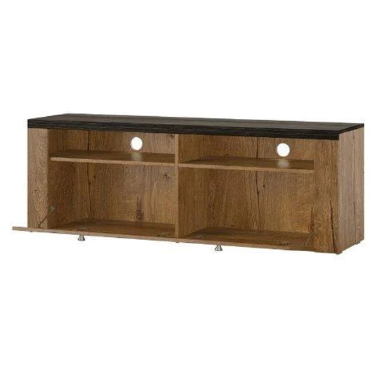 Leon Wooden TV Stand With 1 Door In Satin Oak