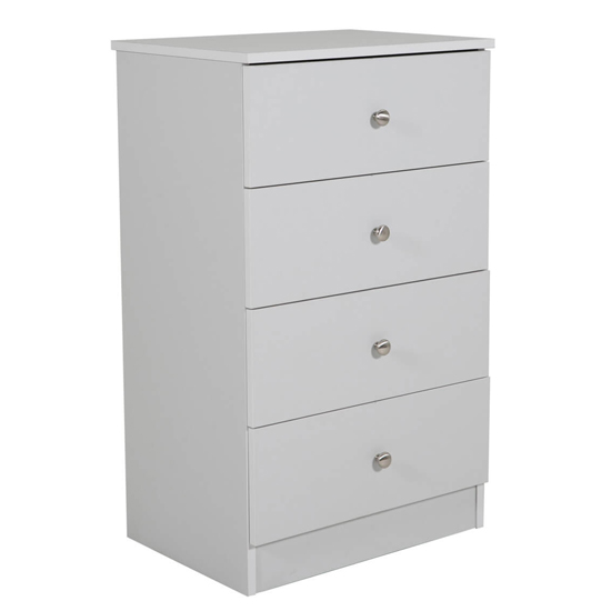 Leon Wooden Chest Of 4 Drawers In Light Grey
