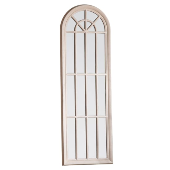 View Leona panelled window style wall mirror in antique white frame