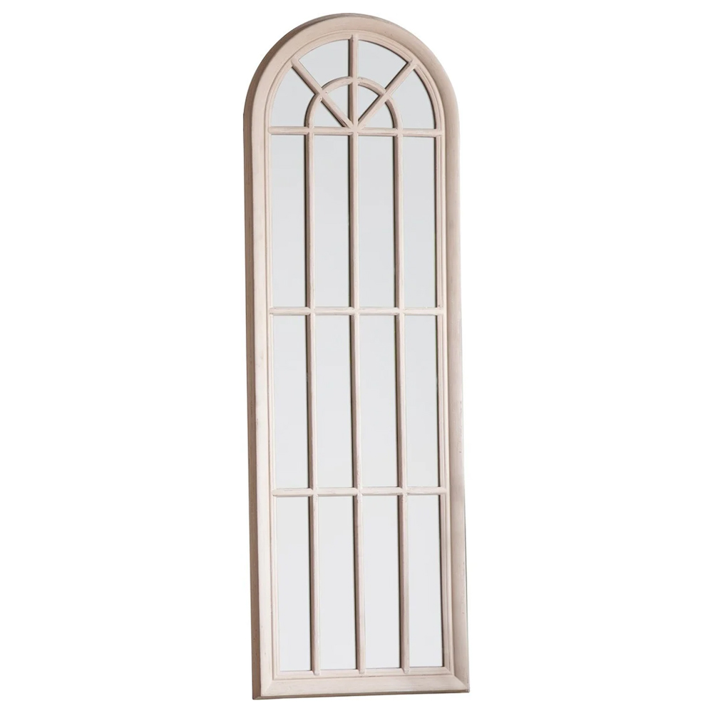Leona Panelled Window Style Wall Mirror In Antique White