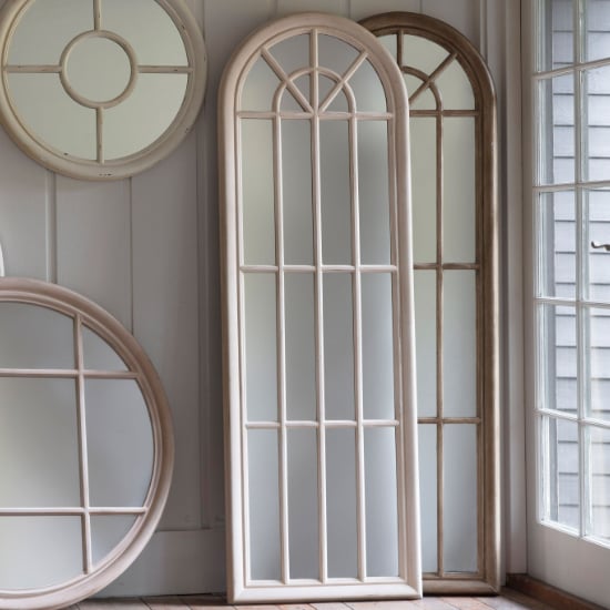 Leona Panelled Window Style Wall Mirror In Weathered Frame