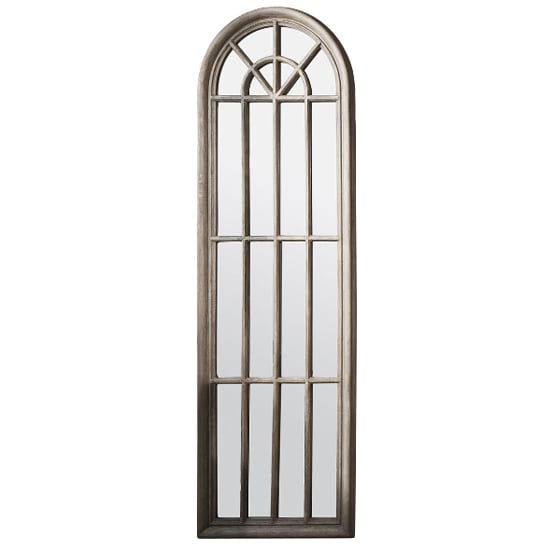 Leona Panelled Window Style Wall Mirror In Weathered Frame