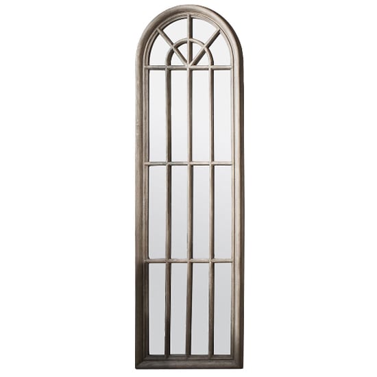 Product photograph of Leona Panelled Window Style Wall Mirror In Weathered Frame from Furniture in Fashion