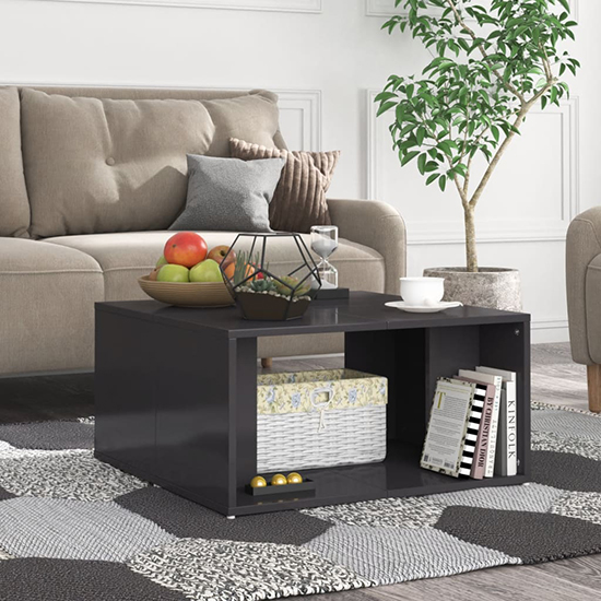 Leonia Square High Gloss Coffee Tables In Grey