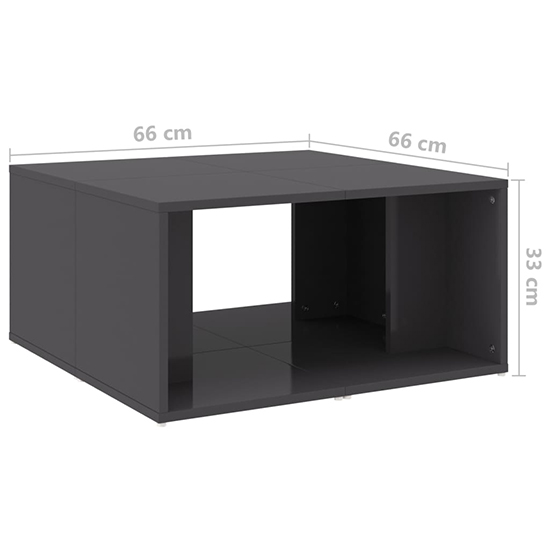Leonia Square High Gloss Coffee Tables In Grey