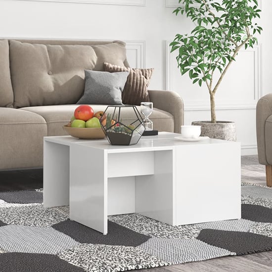 Product photograph of Leonia Square High Gloss Coffee Tables In White from Furniture in Fashion