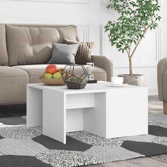 Product photograph of Leonia Square Wooden Coffee Tables In White from Furniture in Fashion