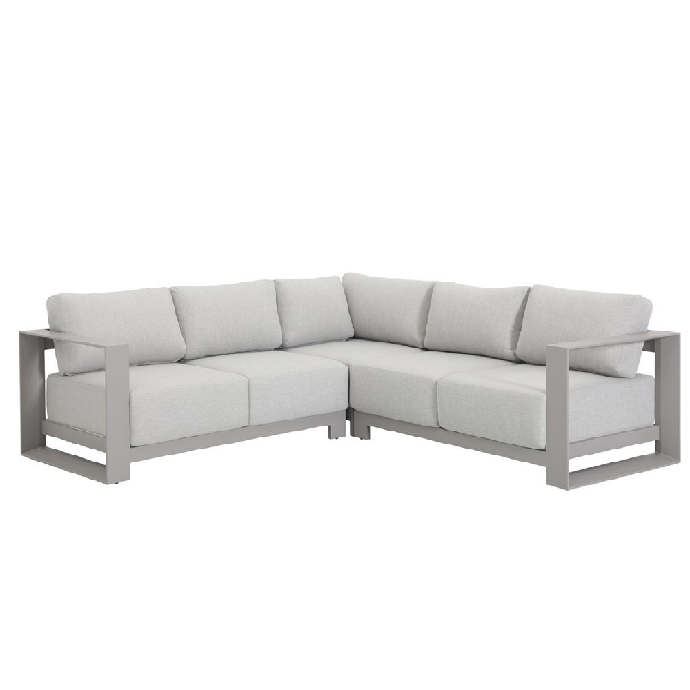 Leonidas Aluminium Corner Garden Dining Set In Taupe