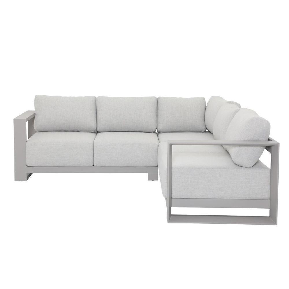 Leonidas Aluminium Corner Garden Dining Set In Taupe