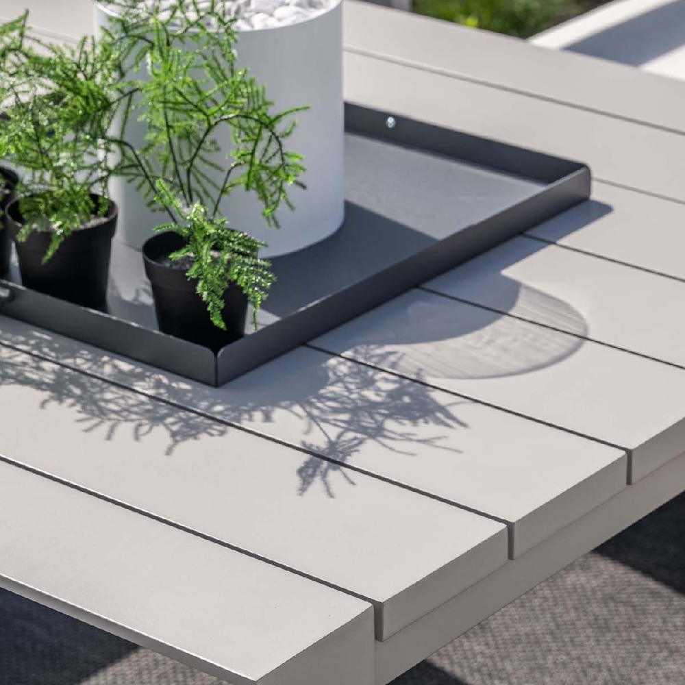 Leonidas Aluminium Garden Dining Table In Taupe