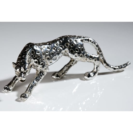 Leopard Poly Design Sculpture In Antique Silver